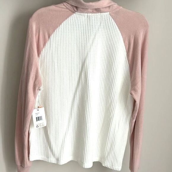 P.J. Salvage - SIZE L - Half Zip - Pink and White Waffle Sweatshirt - New! - Picture 3 of 4